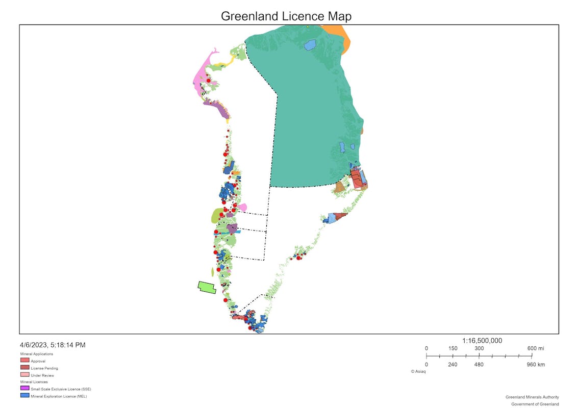 Greenland Minerals Petroleum Licence Map 2023 