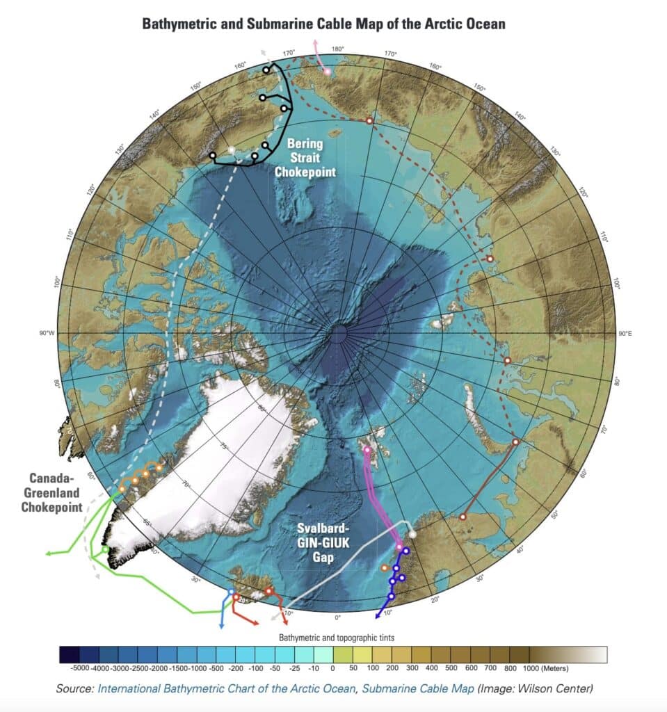 Bathymetric chart and Submarine Cable Map of the Arctic Ocean